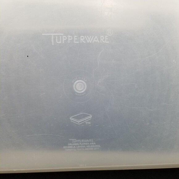 Vintage Tupperware 290-2 Container Rectangle Plastic Clear White Cover 291-7 - Picture 3 of 6